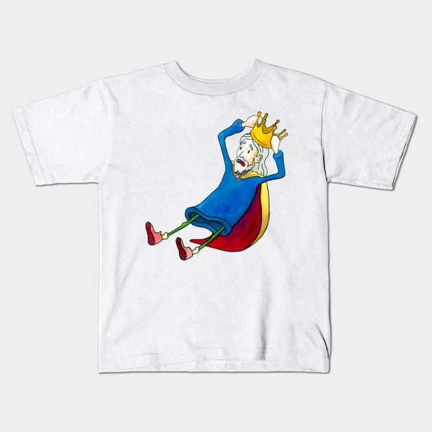 King with His Crown Getting Pulled Off Kids T-Shirt by timgorichanaz